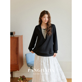 优雅起义设计感卫衣女春秋款 女装 胖妹妹mm大码 显瘦上衣 胖佳佳