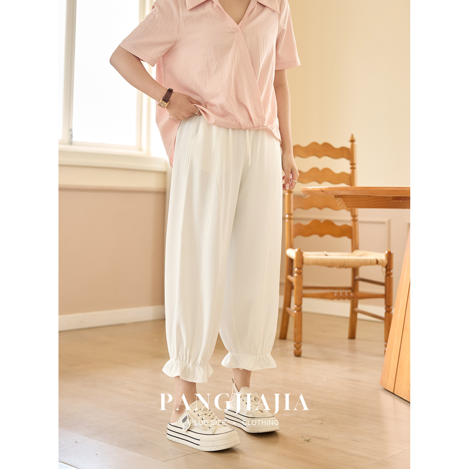 【胖佳佳】胖mm大码女装溜溜花苞裤夏季宽松遮肉显瘦百搭休闲裤