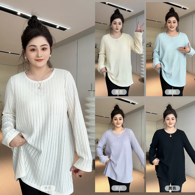 【胖佳佳】松弛泡芙 纯色圆领T恤春季宽松百搭休闲上衣H624Y16998