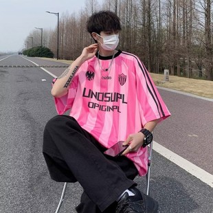 都市圆领条纹薄男 2024夏季 T恤时尚 潮牌宽松型潮流五分袖 时尚