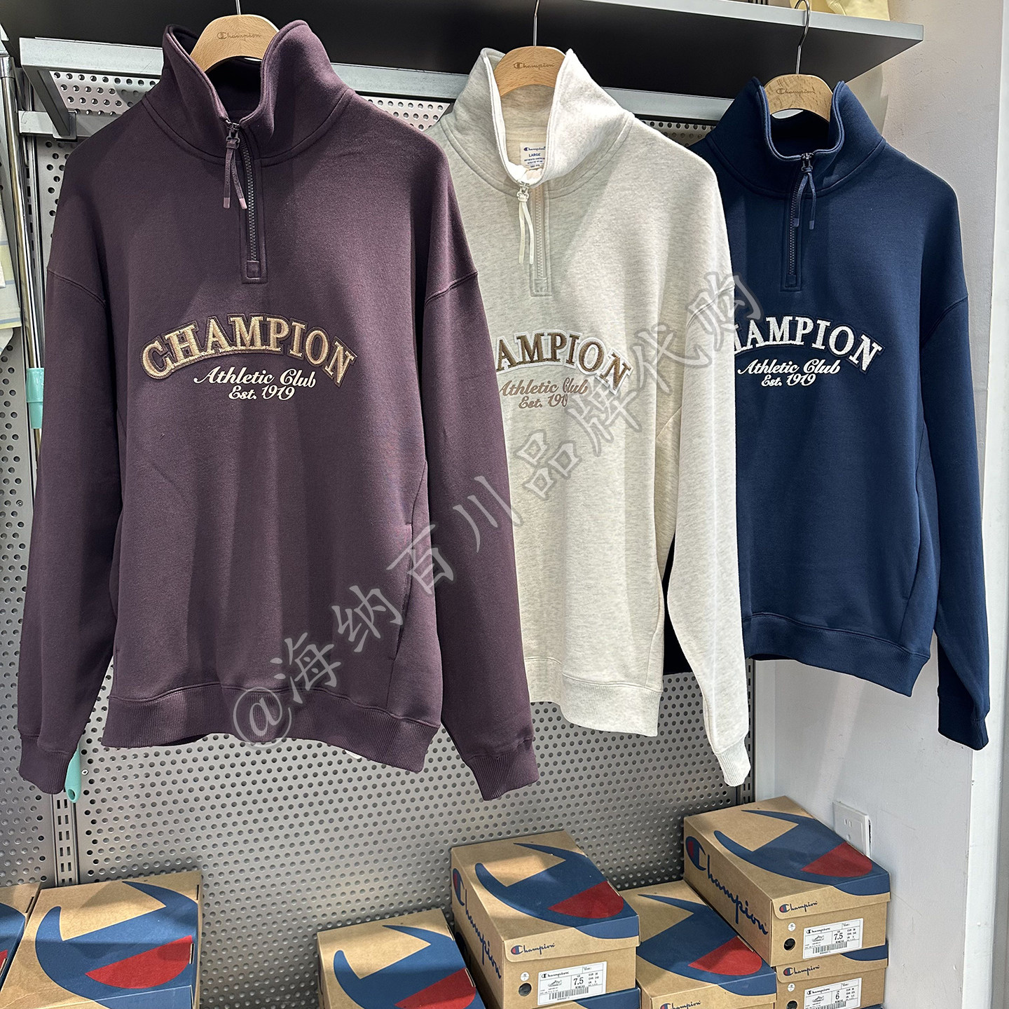 Champion冠军男款2026秋款运动休闲立领长袖套头卫衣U6CSWSM086