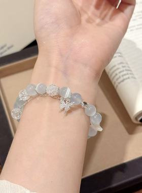 猫眼蓝玉髓古风蝴蝶串珠时尚气质轻奢高级感手链女小众百搭手串