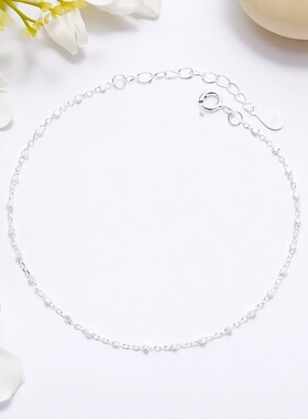 S925纯银闪光小方块链条手链女韩国简约ins小众设计百搭新款手环