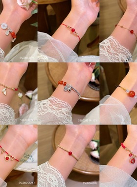 新款手链国风手串朱砂好运手链复古手饰手珠本命年小众高级红绳