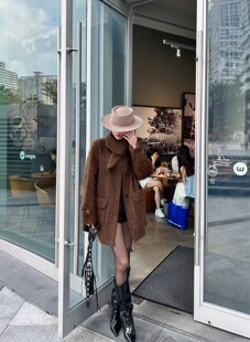 金cc2025原创设计[羊绒拉绒]高质感宽松显瘦中长款羊绒大衣外套女