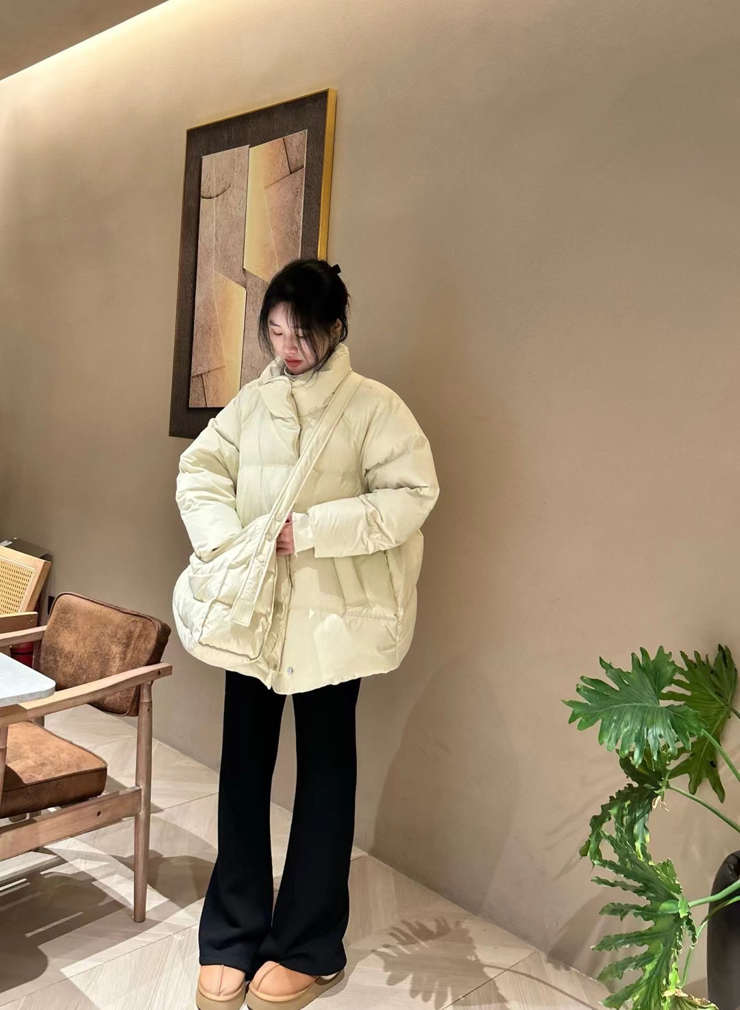 金cc2024秋冬新款设计感韩系包包立领【白鹅绒】宽松外套羽绒服女