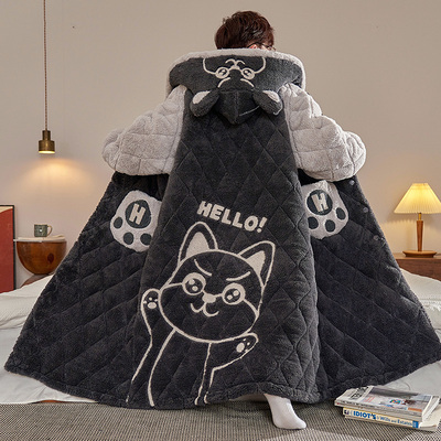 新款男款三层夹棉加厚睡衣睡袍