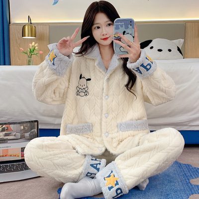 珊瑚绒睡衣女冬季加厚加绒