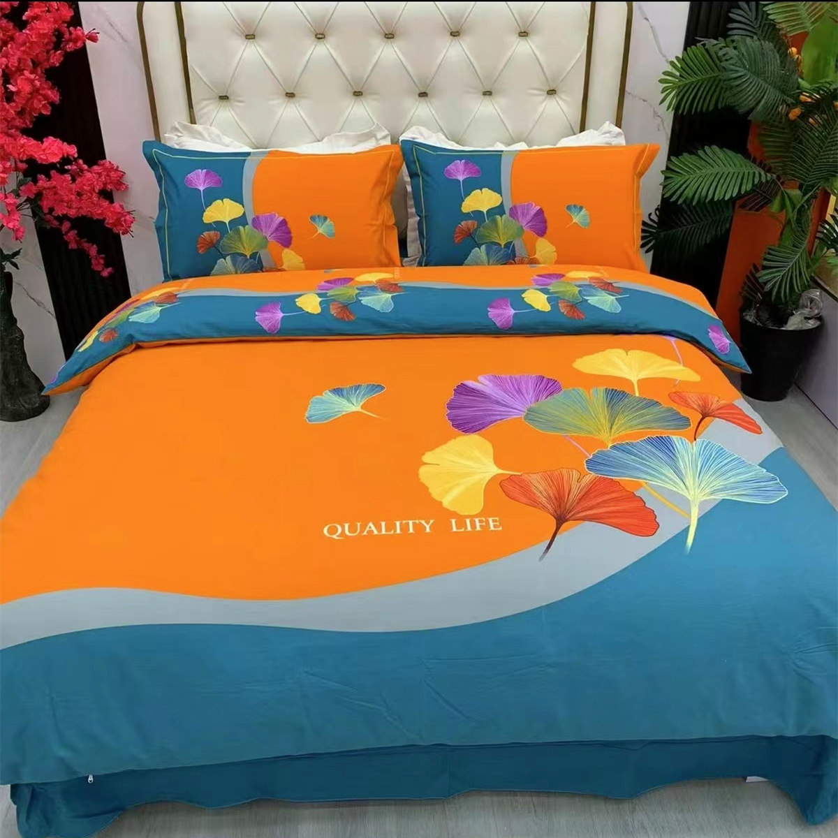 新款100%纯棉四件套加厚磨毛秋冬季床上大版花高档全棉床单被套