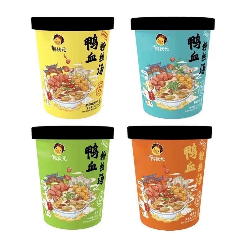 鸭状元 鸭血粉丝招牌原味香辣南京风味桶装懒人冲泡方便小吃