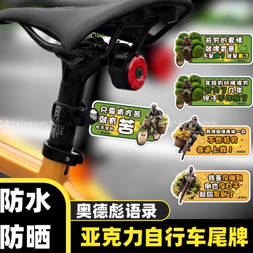 奥德彪自行车拉香蕉车牌公路车坐管装饰亚克力山地车后尾牌号码牌