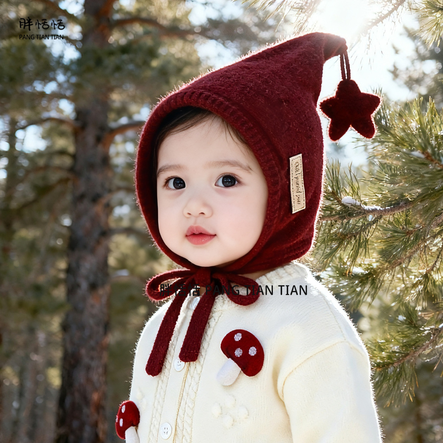 儿童帽子冬季女孩新年圣诞星星精灵帽红色加厚男童宝宝毛线护耳帽,童装/婴儿装/亲子装,帽子,淘宝优惠券,粉丝福利购,淘宝优惠卷