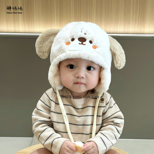 婴儿帽子冬季超萌加厚婴幼儿毛绒护耳帽秋冬男童女宝宝保暖雷峰帽