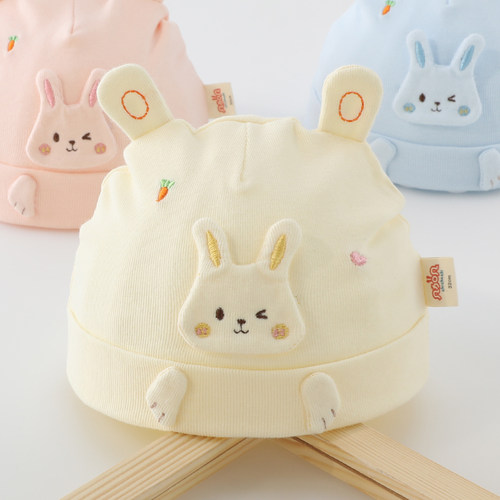 0一3月小兔婴儿胎帽春秋款纯棉