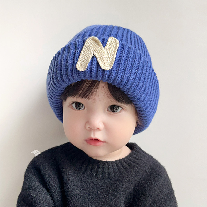 韩版百搭字母N毛线帽子