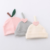 新生婴幼儿帽子秋冬季 爱心纯棉胎帽0—3个月初生男女宝宝冬天帽子