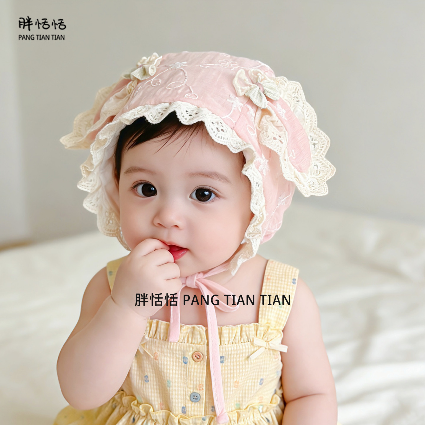 婴儿帽子春夏薄款防晒洋气小月龄公主帽夏天女宝宝可爱透气宫廷帽