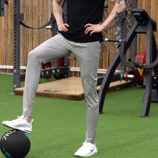 夏季冰丝薄款运动速干裤男健身训练休闲长裤高弹跑步直筒小脚裤男