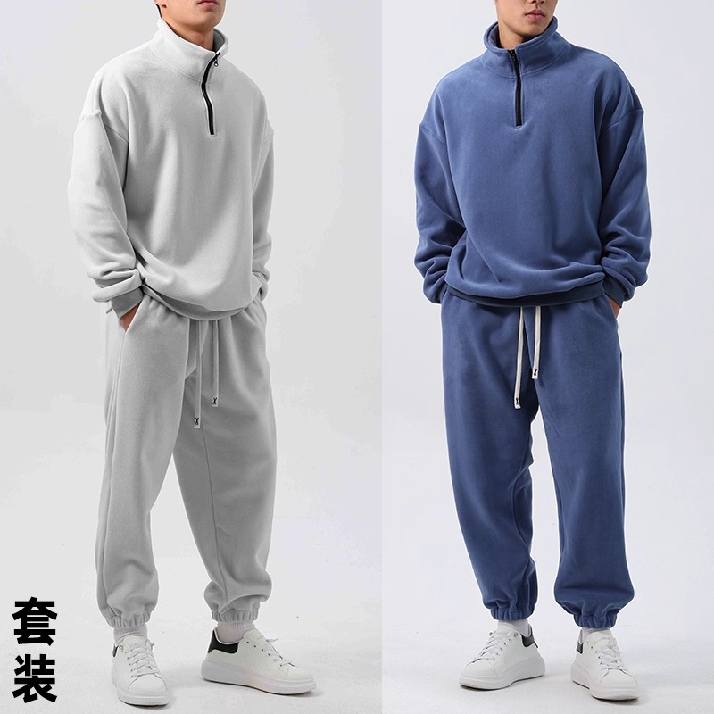 运动套装男宽松奥粒绒长袖休闲