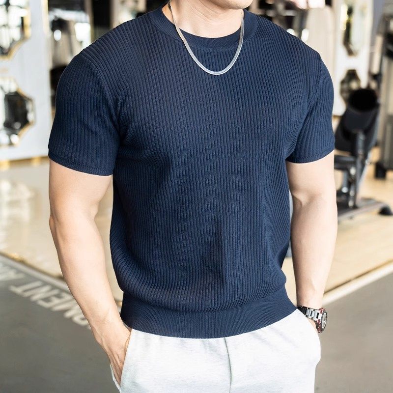 2025夏款男士跑步训练运动健身上衣透气短袖t恤男款高弹纯色半袖