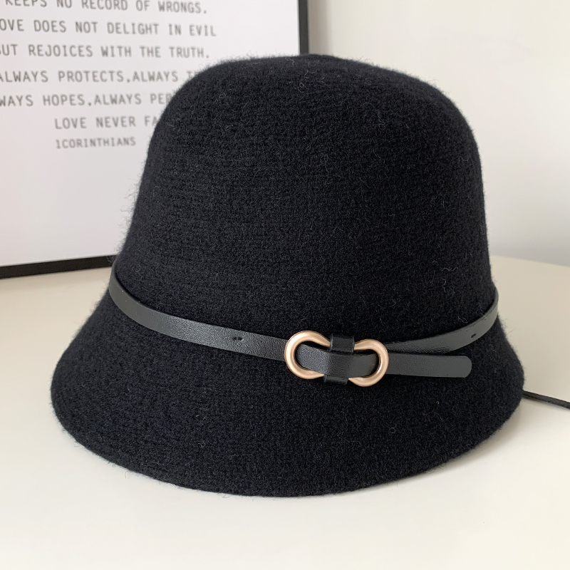 羊毛呢渔夫帽子女秋冬季复古小香风优雅气质礼帽网红时尚休闲盆帽