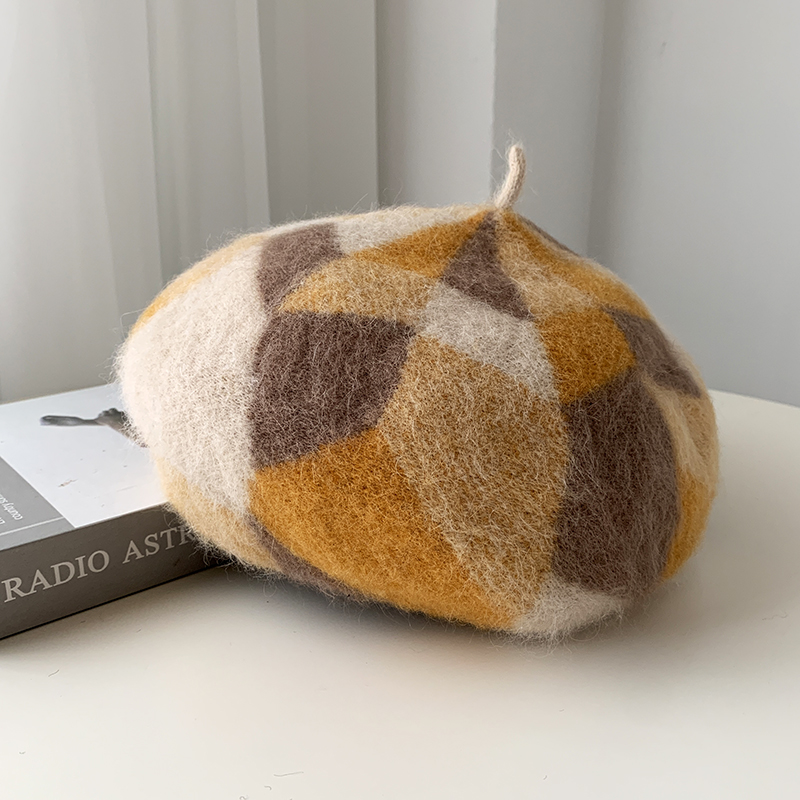 贝雷帽女秋冬季保暖羊毛呢画家帽