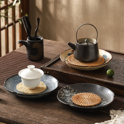 复古干泡台茶承陶瓷托盘