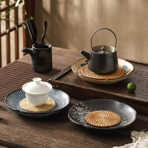 复古干泡台茶承陶瓷托盘