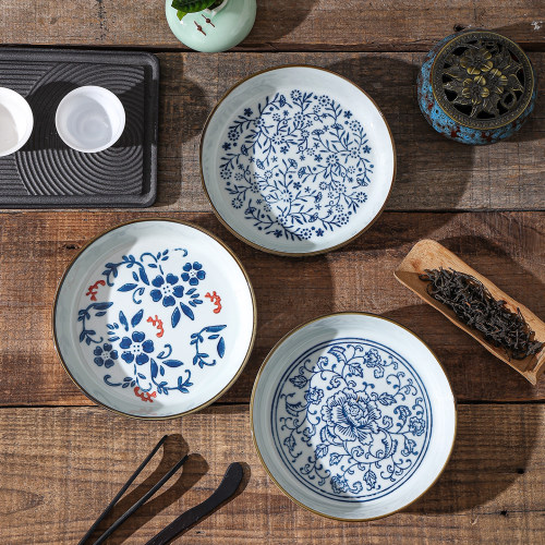 景德镇陶瓷手绘青花瓷中式茶托