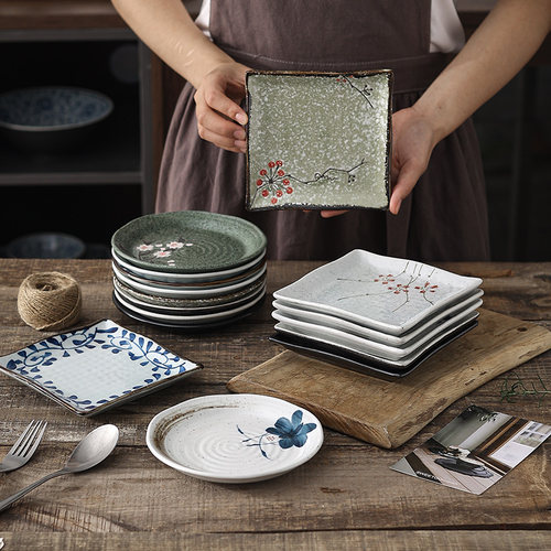 陶瓷复古6.25寸手绘点心盘漂亮