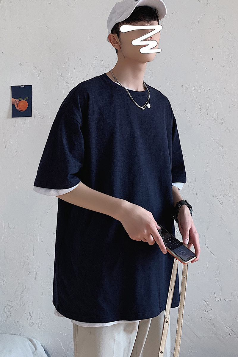 DX17099-P20纯色纯棉短袖t恤男短袖男大码宽松半袖男,男装T恤,电商A040