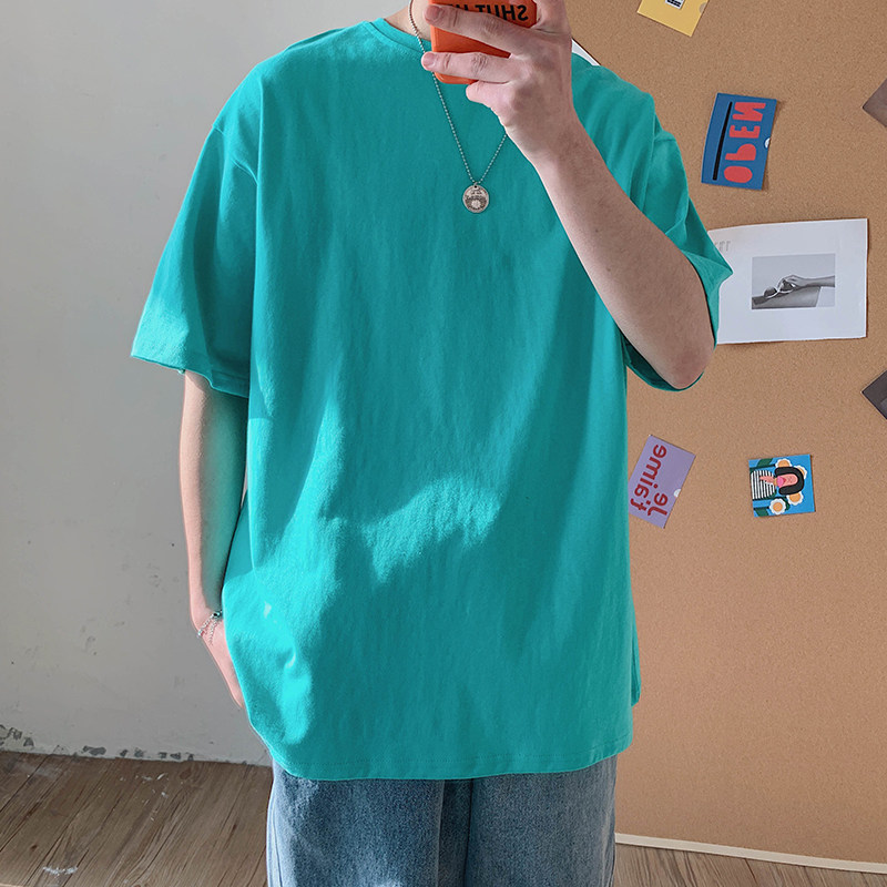DX17099-P20 纯色纯棉短袖t恤男短袖男大码宽松半袖男图片