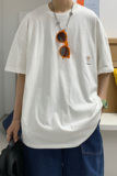 DX17059-P25纯棉宽松短袖t恤男大码五分袖男半袖男港风，男装T恤，电商A040
