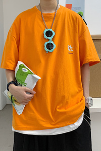 DX17059-P25 纯棉宽松短袖t恤男大码五分袖男半袖男 港风图片