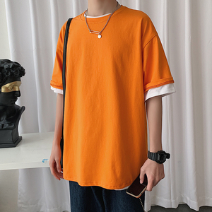 DX17099-P20 纯色纯棉短袖t恤男短袖男大码宽松半袖男图片