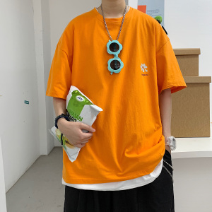 DX17059-P25 纯棉宽松短袖t恤男大码五分袖男半袖男 港风图片