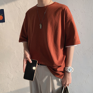 DX17099-P20 纯色纯棉短袖t恤男短袖男大码宽松半袖男图片