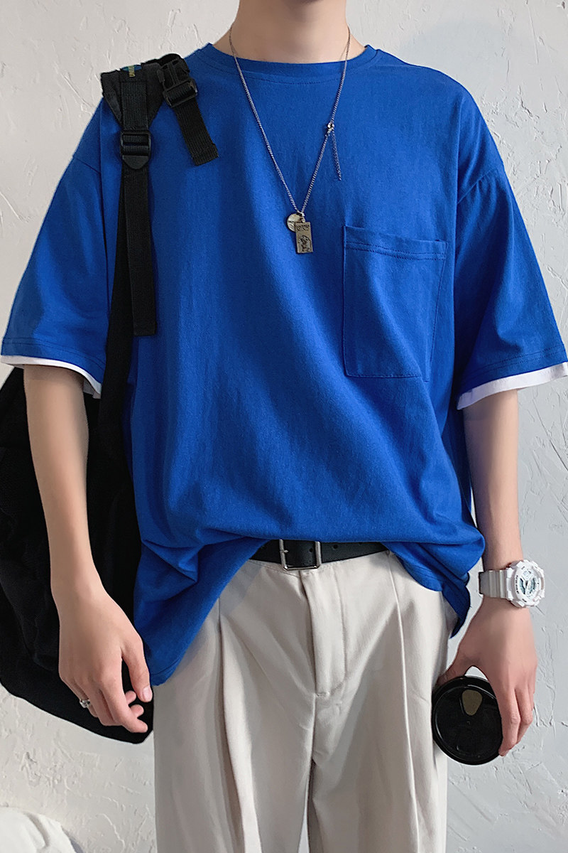 DX24099-P25大口袋百搭短袖t恤男大码半袖体恤上衣服,男装T恤,电商A040