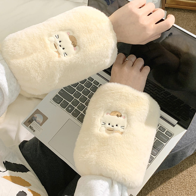 女秋冬保暖毛绒袖套可爱小狗上班耐脏防污成人毛衣羽绒服手臂套袖