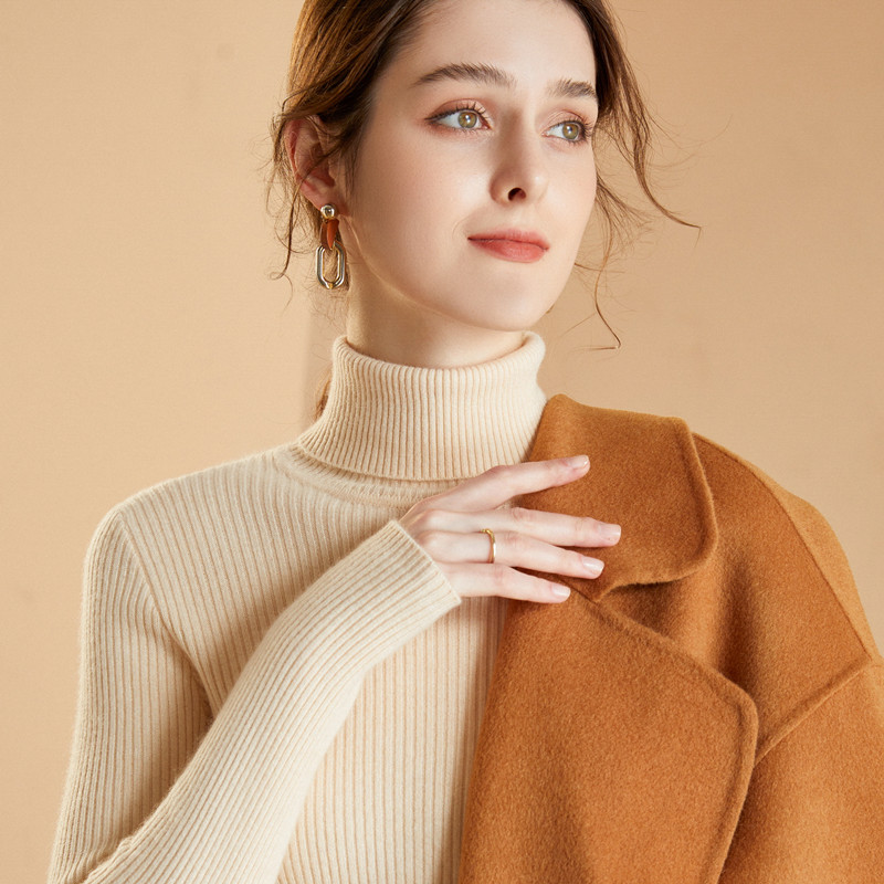 时尚洋气高领毛衣女秋冬2023新款内搭加厚紧身显瘦羊毛针织打底衫