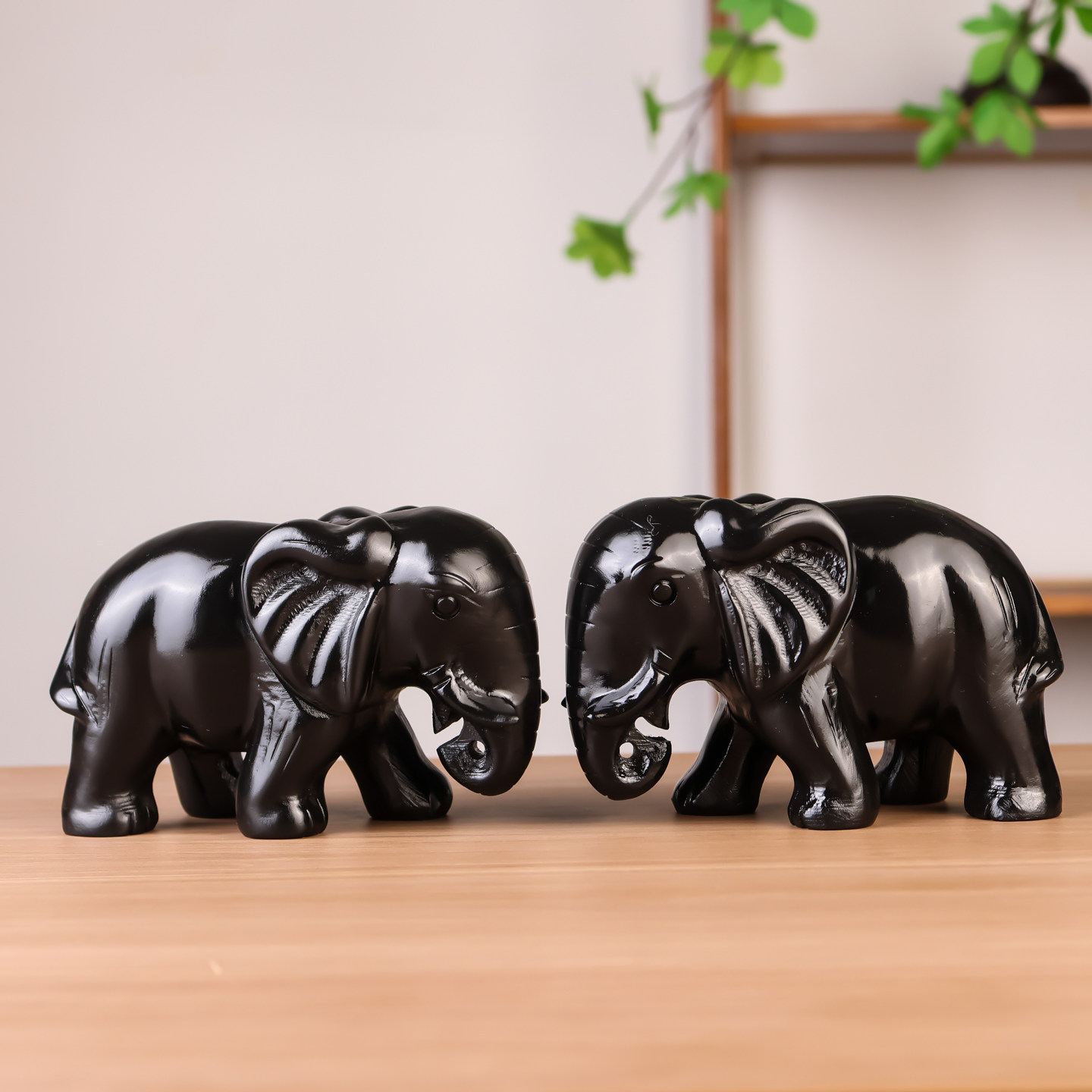 天然黑曜石玉石大象摆件客厅黑墨玉吸水吸财象摆式送礼玉石摆设