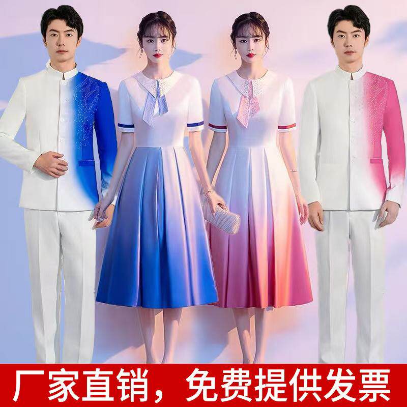 大合唱团演出服女学院风气质支持指挥服装大学生朗诵红歌比赛服装