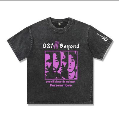 武汉beyond歌迷会!特别定制水洗黑男女同款印花潮短袖T恤