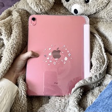 3+y适用苹果2024ipadpro保护套air5防弯亚克力12.9横竖屏mini6防摔壳带笔槽一体式三折4平板10.2包边九代旋转