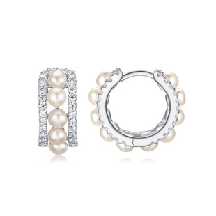 APM Monaco双圈镶嵌珍珠小耳环轻奢小众新年礼物送女友AE12369XPL