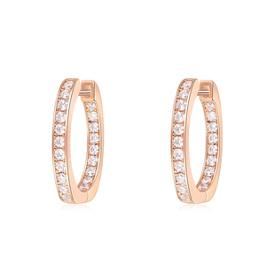 APM 轻奢高级感耳饰送女友生日礼物 Monaco玫瑰粉满钻椭圆耳环女款