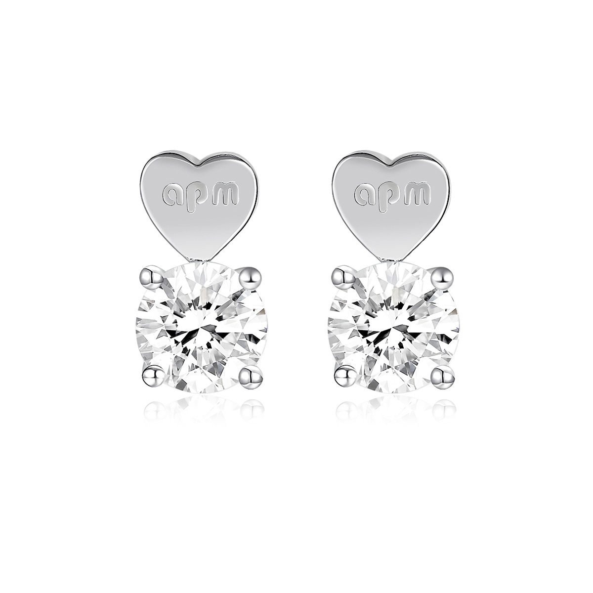 apmMONACO银镶晶钻圆形耳钉