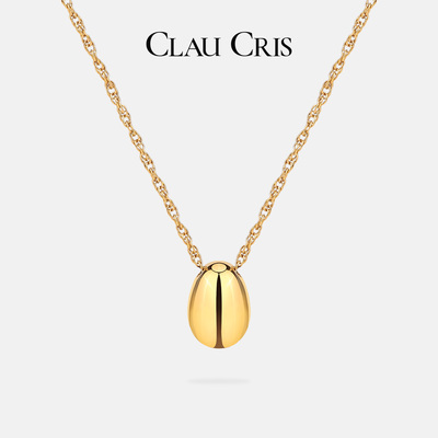 Clau Cris新品简约个性小金豆项链水滴型潮流气质吊坠设计锁骨链
