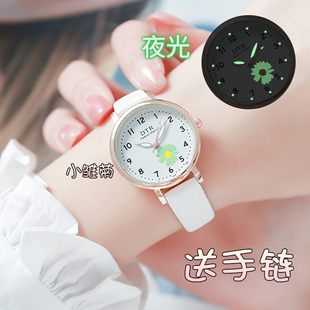 儿童手表女孩小学生初中生夜光防水只看时间可爱女童静音电子机械