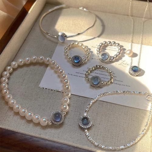 925纯银天然淡水珍珠戒指手链